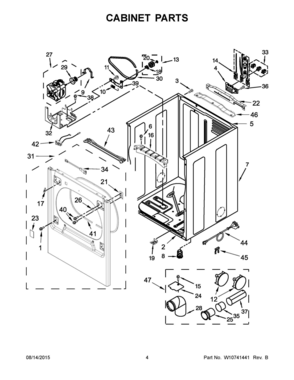 03 - CABINET PARTS Diagram and Parts List for YMEDB835DW0  Whirlpool Dryer