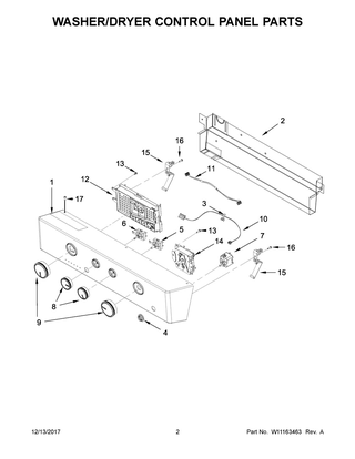 Part Location Diagram of W11367045 Whirlpool PANEL-CNTL