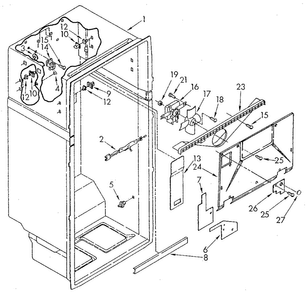 Liner Diagram and Parts List for ET20GKXSG02  Whirlpool Refrigerator