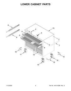 Lower Cabinet Parts Diagram and Parts List for GATC4115JG00  Whirlpool Tool Stand & Cart