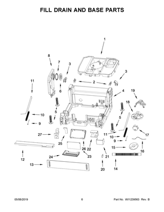 Fill Drain And Base Parts Diagram and Parts List for WDF550SAHS0  Whirlpool Dishwasher