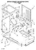 DRYER CABINET AND MOTOR PARTS Diagram and Parts List for MGT3800TW1  Maytag Washer Dryer Combo