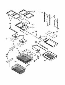 Shelf Parts Diagram and Parts List for 59669363010  Kenmore Refrigerator