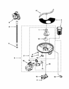 Pump And Motor Parts Diagram and Parts List for 66513033K111  Kenmore Dishwasher