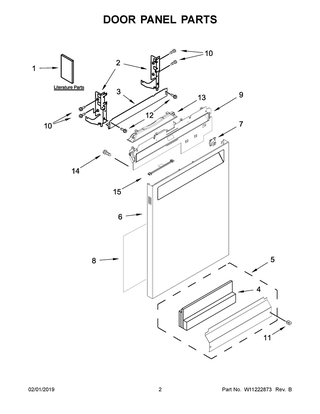 Part Location Diagram of W11231156 Whirlpool Dishwasher Door Outer Panel