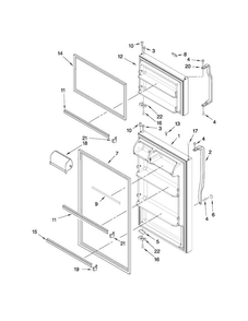 Door Parts Diagram and Parts List for W4TXNWFWT03  Whirlpool Refrigerator