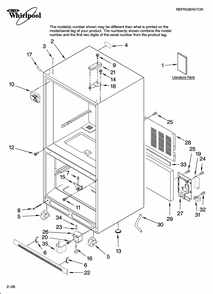 Cabinet Parts Diagram and Parts List for GB9SHKXMQ12  Whirlpool Refrigerator