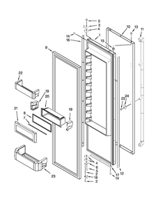 Refrigerator Door Parts Diagram and Parts List for KSSC42QVS06  KitchenAid Refrigerator