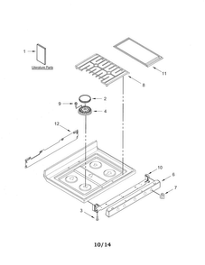 Cooktop Diagram and Parts List for KGRS303BWH1  KitchenAid Range