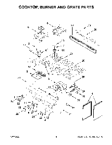 Cooktop, Burner And Grate Parts Diagram and Parts List for KFGC506JIB05  KitchenAid Range
