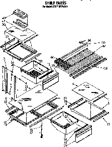 Shelf Diagram and Parts List for KTRF18KTO00  KitchenAid Refrigerator