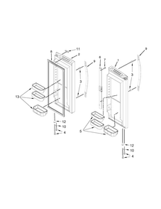 Refrigerator Door Parts Diagram and Parts List for WRF532SMBW01  Whirlpool Refrigerator