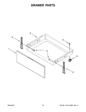06 - Drawer Parts Diagram and Parts List for WFE505W0HZ0  Whirlpool Range