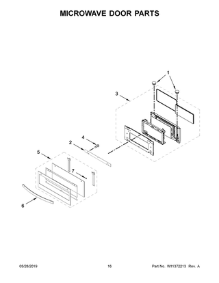 Microwave Door Parts Diagram and Parts List for WOC97EC0HZ03  Whirlpool Microwave Oven Combo