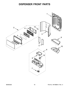 Dispenser Front Parts Diagram and Parts List for WRX735SDHW07  Whirlpool Refrigerator