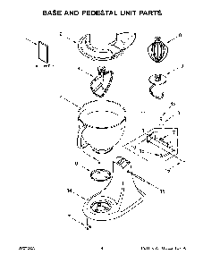 Base And Pedestal Unit Parts Diagram and Parts List for KSM150PSTPP5  KitchenAid Mixer