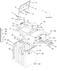 Top And Cabinet Parts Diagram and Parts List for MVW7230HW2,MVW7230HC2  Whirlpool Washer