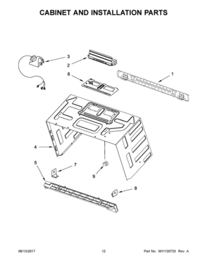 07 - CABINET AND INSTALLATION PARTS Diagram and Parts List for WMH75021HZ0  Whirlpool Microwave Oven Combo