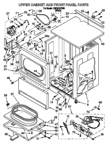 Upper Cabinet And Front Panel Diagram and Parts List for CSP2761EW0  Whirlpool Dryer