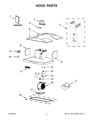 Hood Parts Diagram and Parts List for KVIB606DSS3  Whirlpool Range Hood