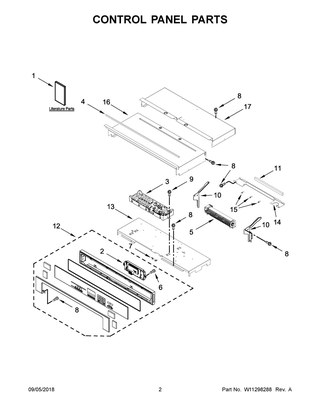 Control Panel Parts Diagram and Parts List for IBD350DS04  Whirlpool Wall Oven