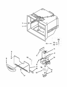 Freezer Liner Parts Diagram and Parts List for IX7DDEXDSM01  Whirlpool Refrigerator