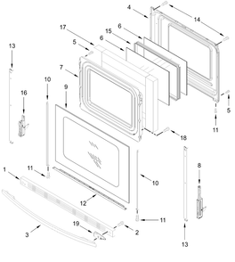 Door Parts Diagram and Parts List for CREW3874RS0  Whirlpool Range