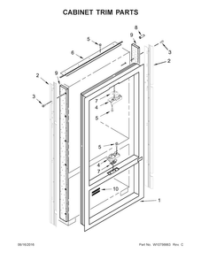 Cabinet Trim Parts Diagram and Parts List for KBFN506EPA00  KitchenAid Refrigerator