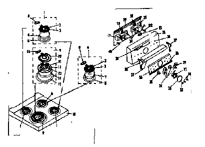 Top Section Diagram and Parts List for 1559246500  Kenmore Range