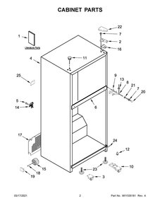 Cabinet Parts Diagram and Parts List for MRT118FFFE05  Whirlpool Refrigerator