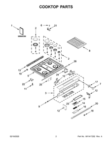 Cooktop Parts Diagram and Parts List for KSGG700ESS2  Whirlpool Range