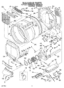 BULKHEAD Diagram and Parts List for GEW9200LW0  Whirlpool Dryer
