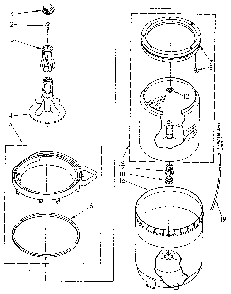 Agitator, Basket And Tub Diagram and Parts List for LA5300XSM1  Whirlpool Washer