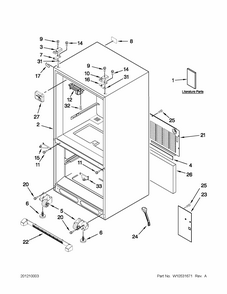 Cabinet Parts Diagram and Parts List for 59679219011  Kenmore Refrigerator