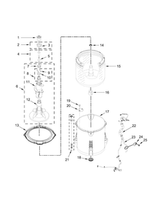 Basket And Tub Parts Diagram and Parts List for 1CWTW4845EW1  Whirlpool Washer
