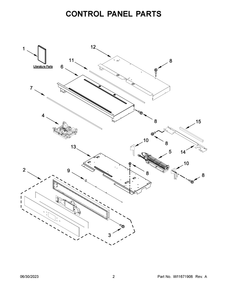 Control Panel Parts Diagram and Parts List for WOES7027PZ00  Whirlpool Wall Oven