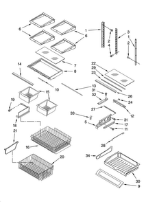 Shelf Parts Diagram and Parts List for KBLS20ETSS11  KitchenAid Refrigerator