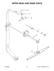 Upper Wash And Rinse Parts Diagram and Parts List for KDTE204GPS1  Whirlpool Dishwasher
