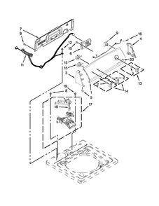 Controls And Water Inlet Parts Diagram and Parts List for 11020102312  Kenmore Washer
