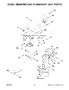 Case, Gearing And Planetary Unit Parts Diagram and Parts List for K45SSWH5  KitchenAid Mixer