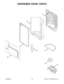 09 - Dispenser Front Parts Diagram and Parts List for WRX986SIHZ04  Whirlpool Refrigerator