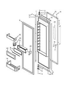 Refrigerator Door Parts Diagram and Parts List for KBSD608EBS00  KitchenAid Refrigerator