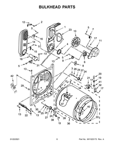 Bulkhead Parts Diagram and Parts List for WGD49STBW3  Whirlpool Dryer