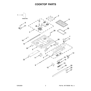 Cooktop Parts Diagram and Parts List for KSDB900ESS6  KitchenAid Range