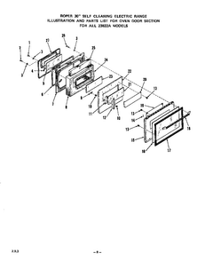 Oven Door Diagram and Parts List for 2382*2A  Roper Range