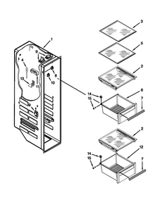 Freezer Liner Parts Diagram and Parts List for KSC24C8EYP03  KitchenAid Refrigerator