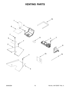 Venting Parts Diagram and Parts List for KFGC500JPA07  KitchenAid Range