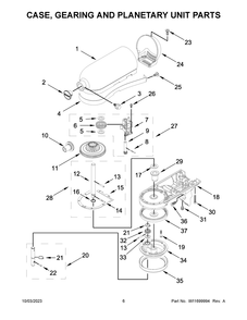 Case, Gearing And Planetary Unit Parts Diagram and Parts List for KSM150WPOB5  KitchenAid Mixer