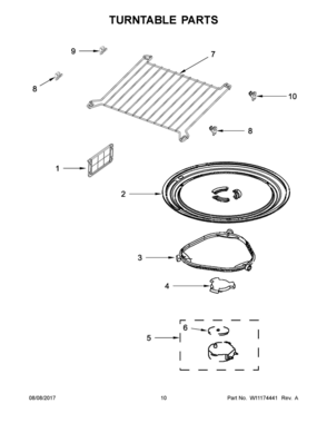 06 - TURNTABLE PARTS Diagram and Parts List for WMH53520CE6  Whirlpool Microwave Oven Combo
