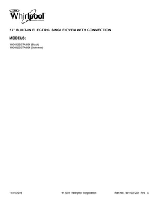 Cover Sheet Diagram and Parts List for WOS92EC7AB04  Whirlpool Wall Oven